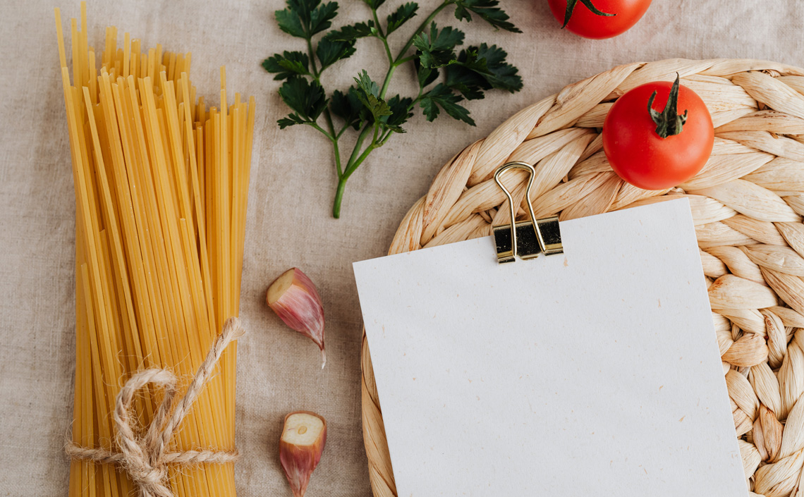 Scratch paper and healthy foods